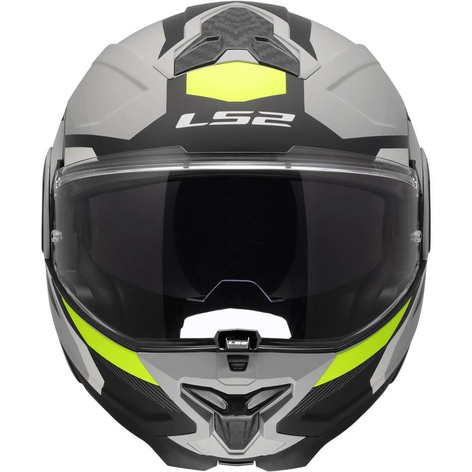 Casco Moto Modulare P/J LS2 FF910 ADVANT II TRIPLE LIGHT Grigio Giallo Fluo