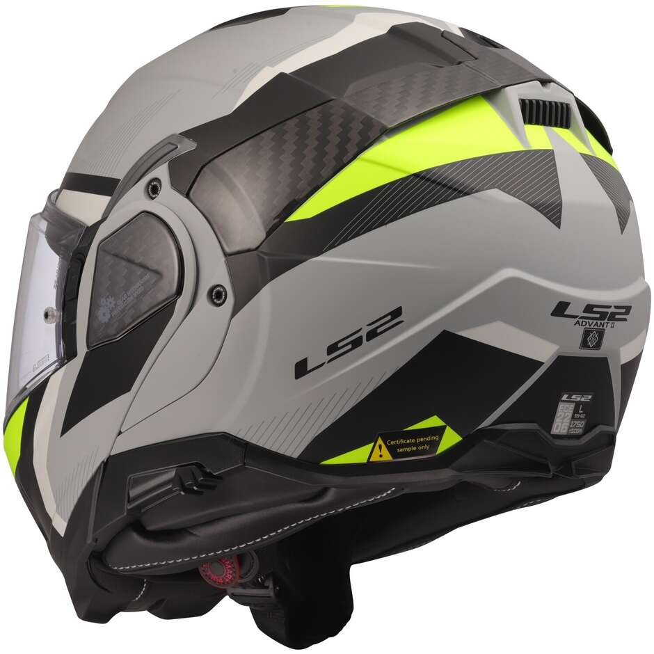 Casco Moto Modulare P/J LS2 FF910 ADVANT II TRIPLE LIGHT Grigio Giallo Fluo