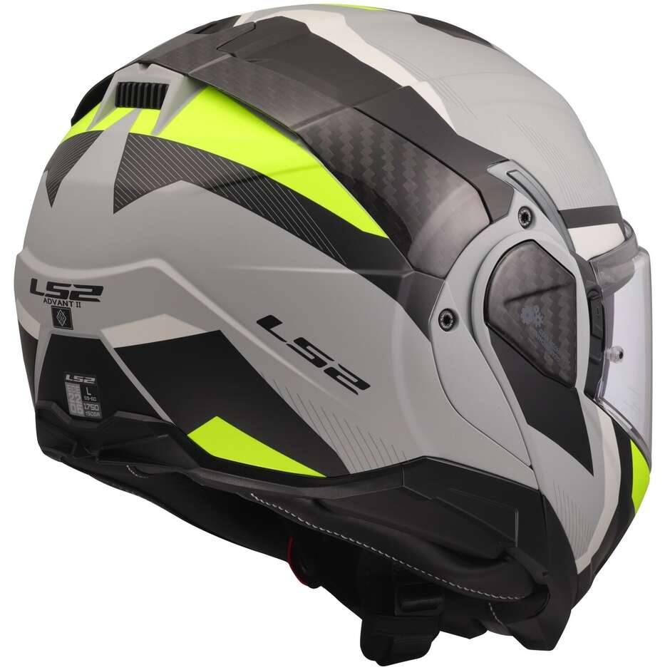 Casco Moto Modulare P/J LS2 FF910 ADVANT II TRIPLE LIGHT Grigio Giallo Fluo