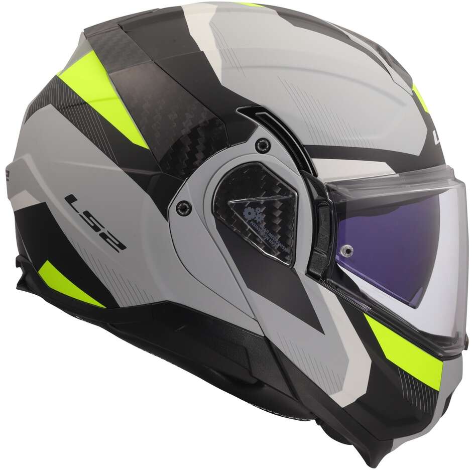 Casco Moto Modulare P/J LS2 FF910 ADVANT II TRIPLE LIGHT Grigio Giallo Fluo