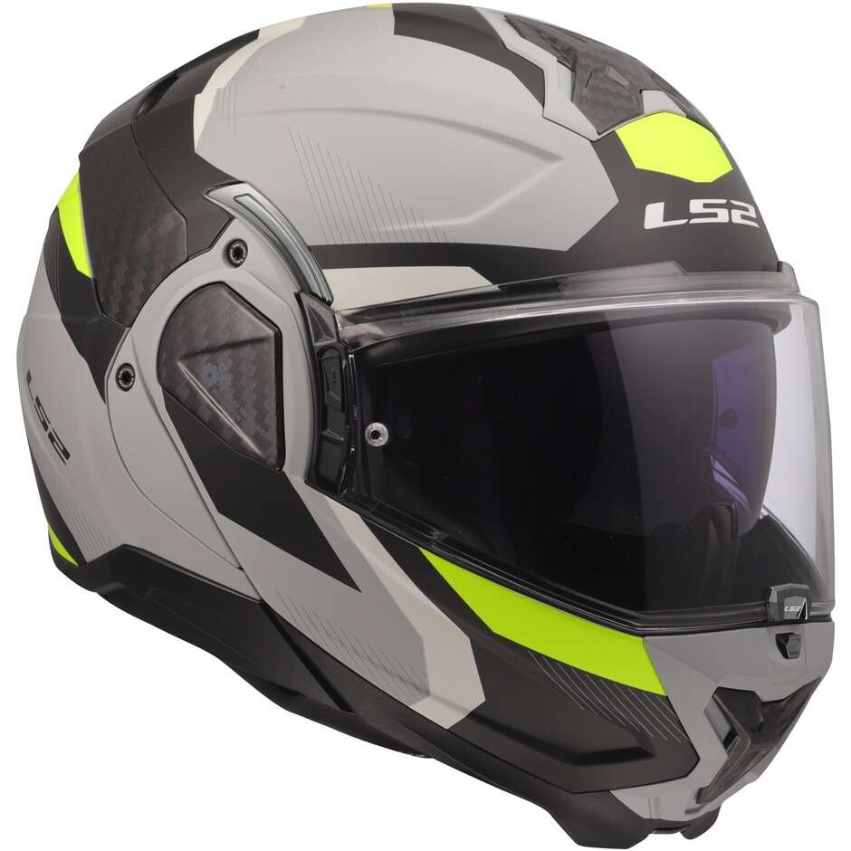 Casco Moto Modulare P/J LS2 FF910 ADVANT II TRIPLE LIGHT Grigio Giallo Fluo