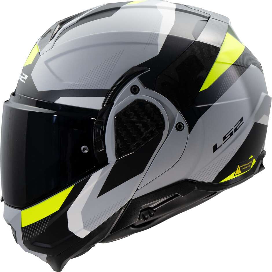 Casco Moto Modulare P/J LS2 FF910 ADVANT II TRIPLE LIGHT Grigio Giallo Fluo