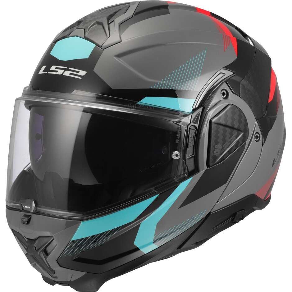 Casco Moto Modulare P/J LS2 FF910 ADVANT II TRIPLE Nardo Grigio Blue Rosso