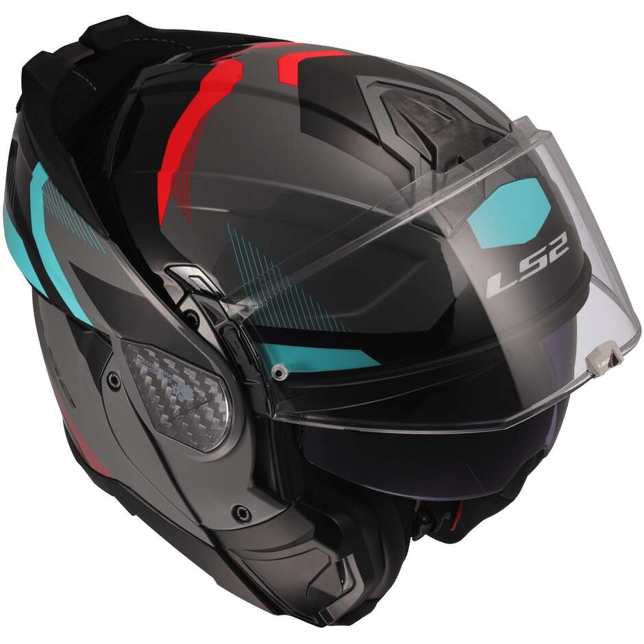 Casco Moto Modulare P/J LS2 FF910 ADVANT II TRIPLE Nardo Grigio Blue Rosso
