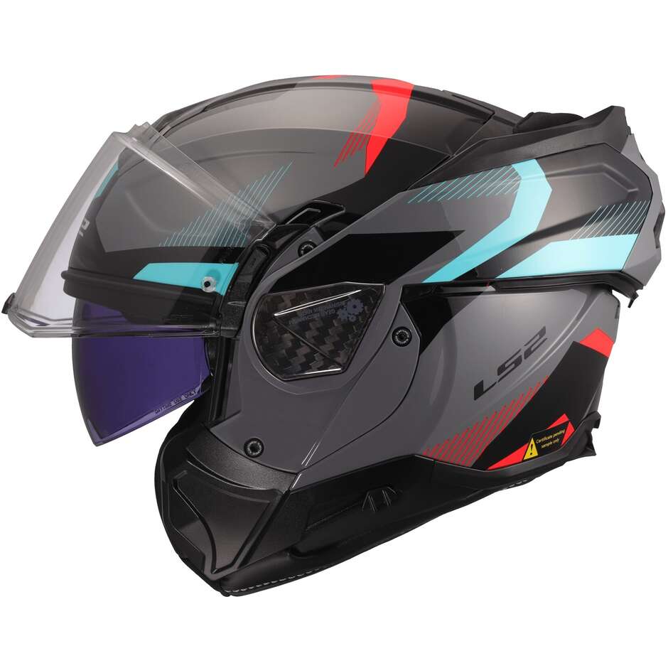 Casco Moto Modulare P/J LS2 FF910 ADVANT II TRIPLE Nardo Grigio Blue Rosso