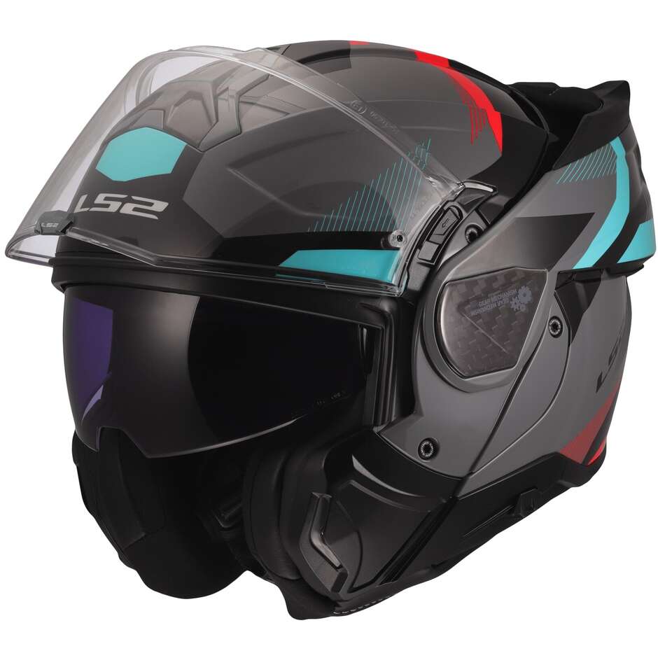 Casco Moto Modulare P/J LS2 FF910 ADVANT II TRIPLE Nardo Grigio Blue Rosso