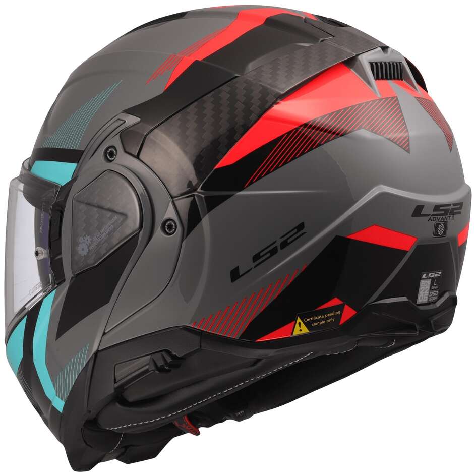 Casco Moto Modulare P/J LS2 FF910 ADVANT II TRIPLE Nardo Grigio Blue Rosso