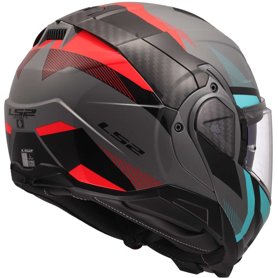 Casco Moto Modulare P/J LS2 FF910 ADVANT II TRIPLE Nardo Grigio Blue Rosso