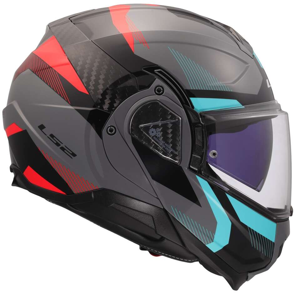 Casco Moto Modulare P/J LS2 FF910 ADVANT II TRIPLE Nardo Grigio Blue Rosso