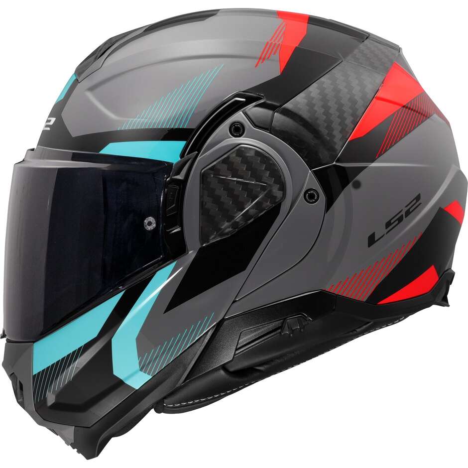 Casco Moto Modulare P/J LS2 FF910 ADVANT II TRIPLE Nardo Grigio Blue Rosso