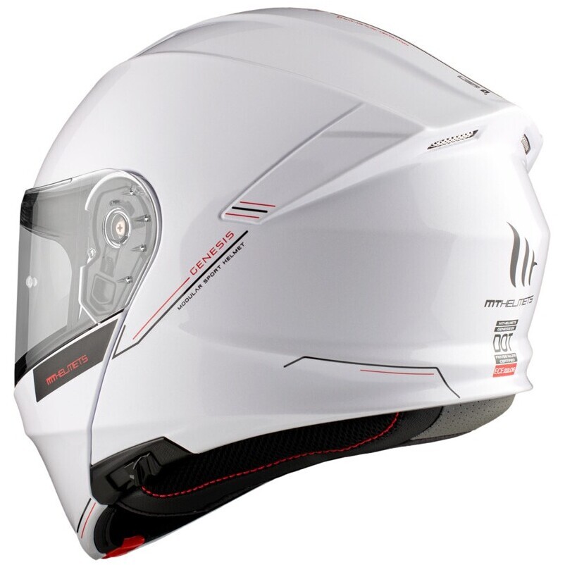 Casco Moto Modulare P/J Mt Helmet GENESIS SV S Solid A0 Bianco Lucido