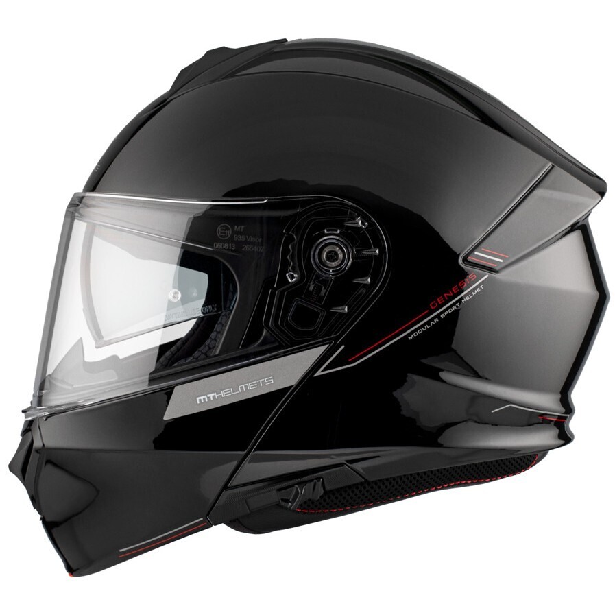 Casco Moto Modulare P/J Mt Helmet GENESIS SV S Solid A1 Nero Lucido