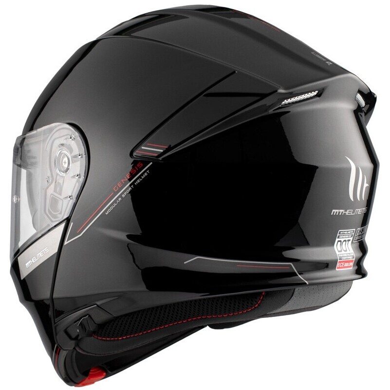 Casco Moto Modulare P/J Mt Helmet GENESIS SV S Solid A1 Nero Lucido