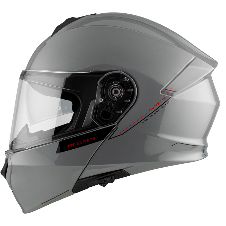 Casco Moto Modulare P/J Mt Helmet GENESIS SV S Solid A12 Grigio Lucido