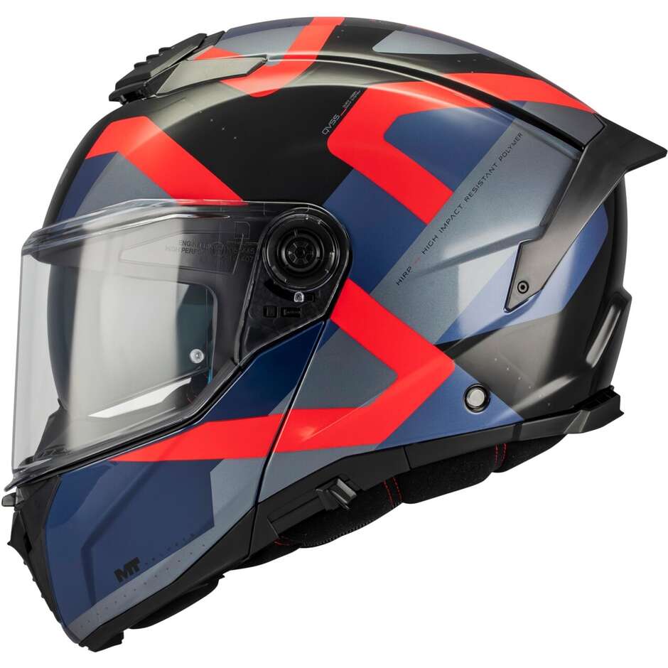 Casco Moto Modulare P/J Mt Helmets ATOM 2 SV DEXTER B15 Rosso Blu Nero Lucido