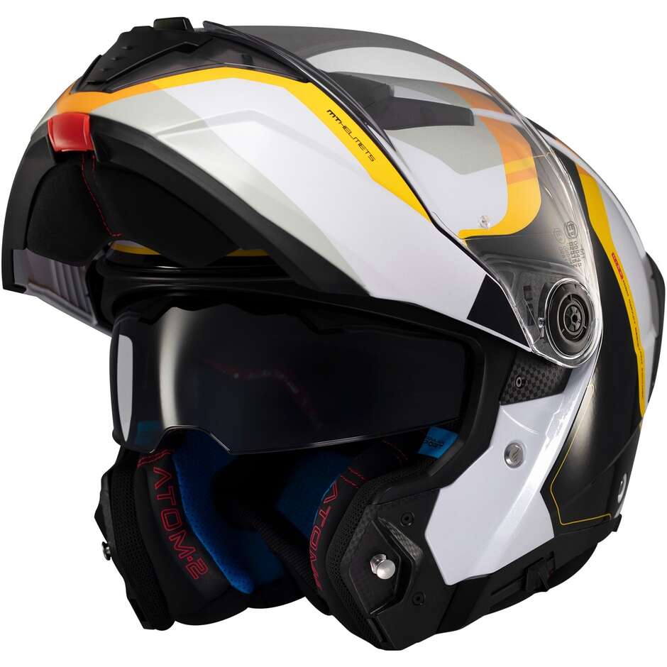 MT Helmets Casco Modulare Atom 2 SV Nero Lucido, Unisex Con Visierino Solare, Omologazione P/J, Taglia M (57/58)
