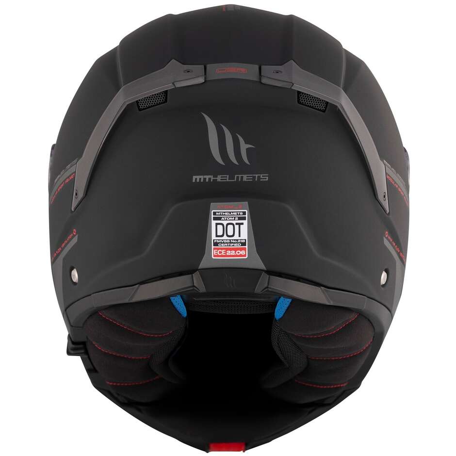Casco Moto Modulare P/J Mt Helmets ATOM 2 SV SOLID A1 Opaco Nero