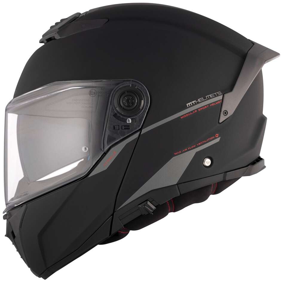 Casco Moto Modulare P/J Mt Helmets ATOM 2 SV SOLID A1 Opaco Nero