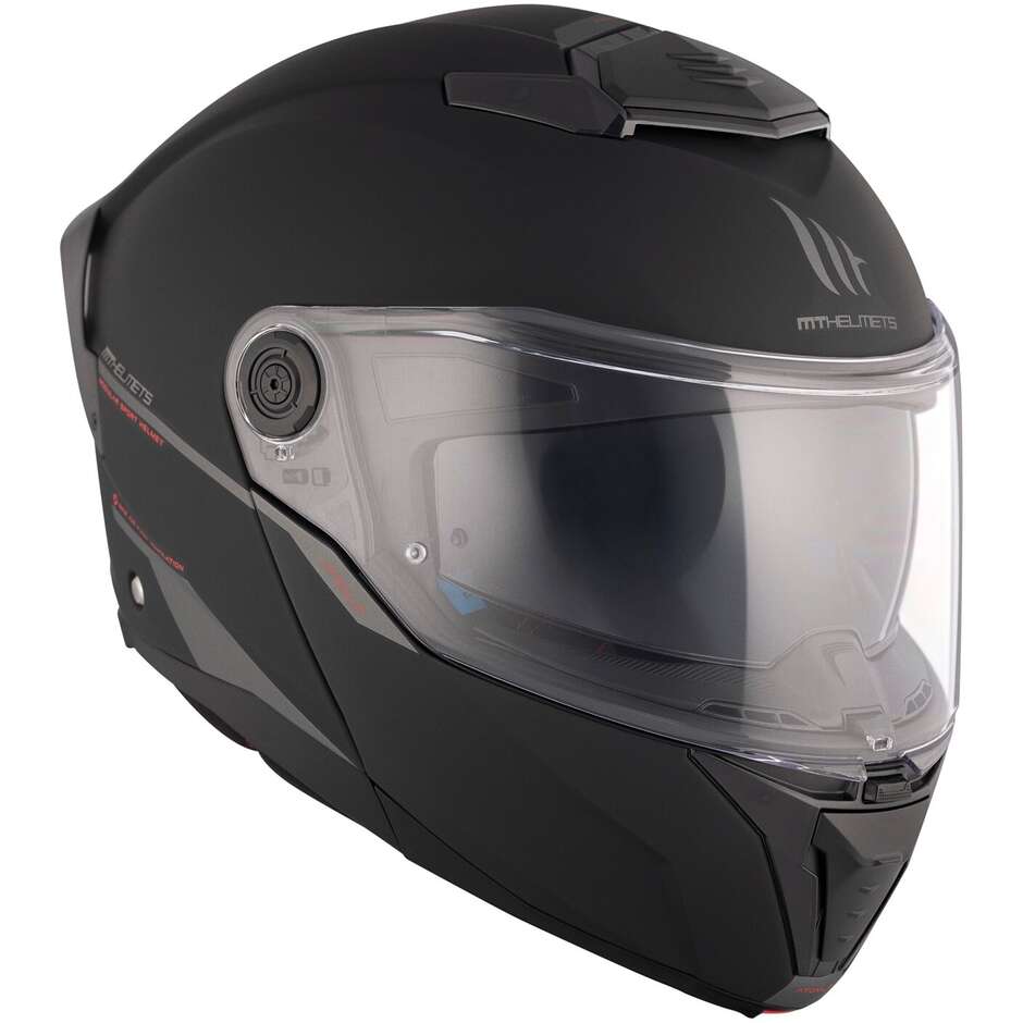 Casco Moto Modulare P/J Mt Helmets ATOM 2 SV SOLID A1 Opaco Nero