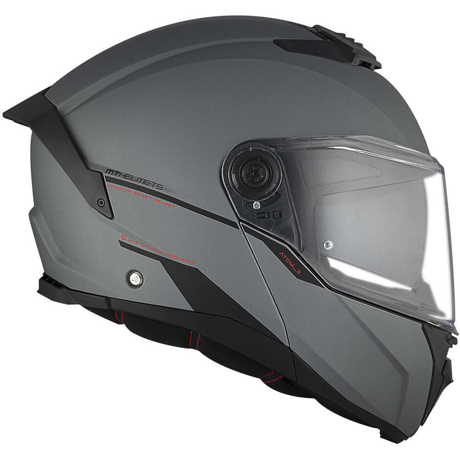 Casco Moto Modulare P/J Mt Helmets ATOM 2 SV SOLID A2 Opaco Titanio