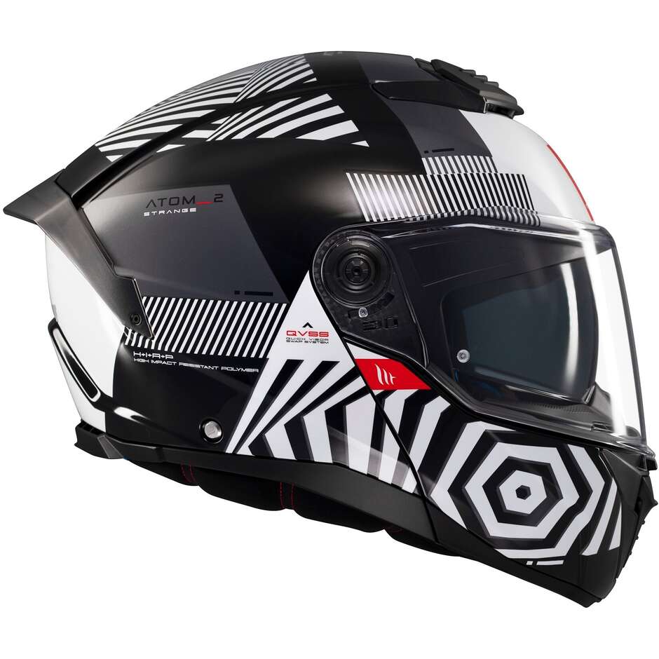 Casco Moto Modulare P/J Mt Helmets ATOM 2 SV STRANGE B2 Lucido