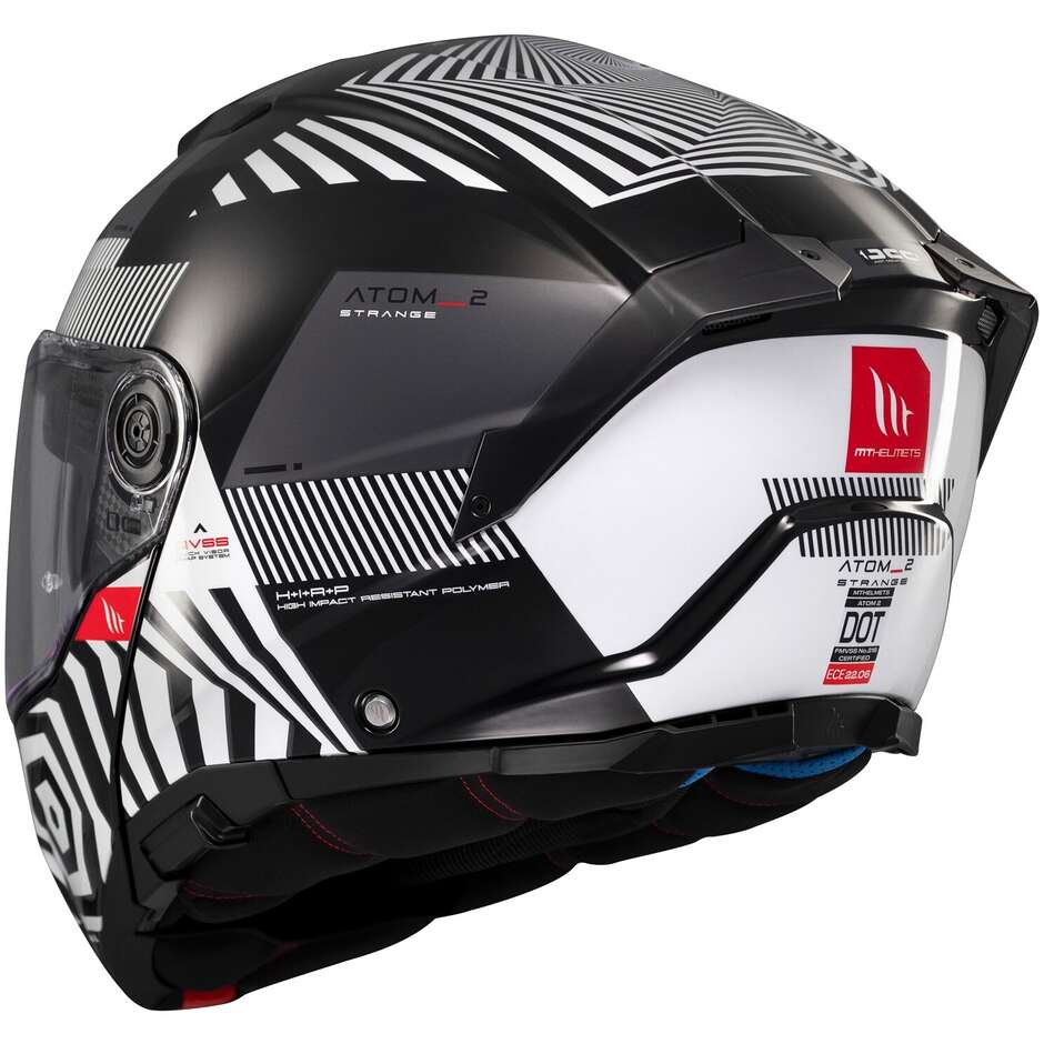 Casco Moto Modulare P/J Mt Helmets ATOM 2 SV STRANGE B2 Lucido