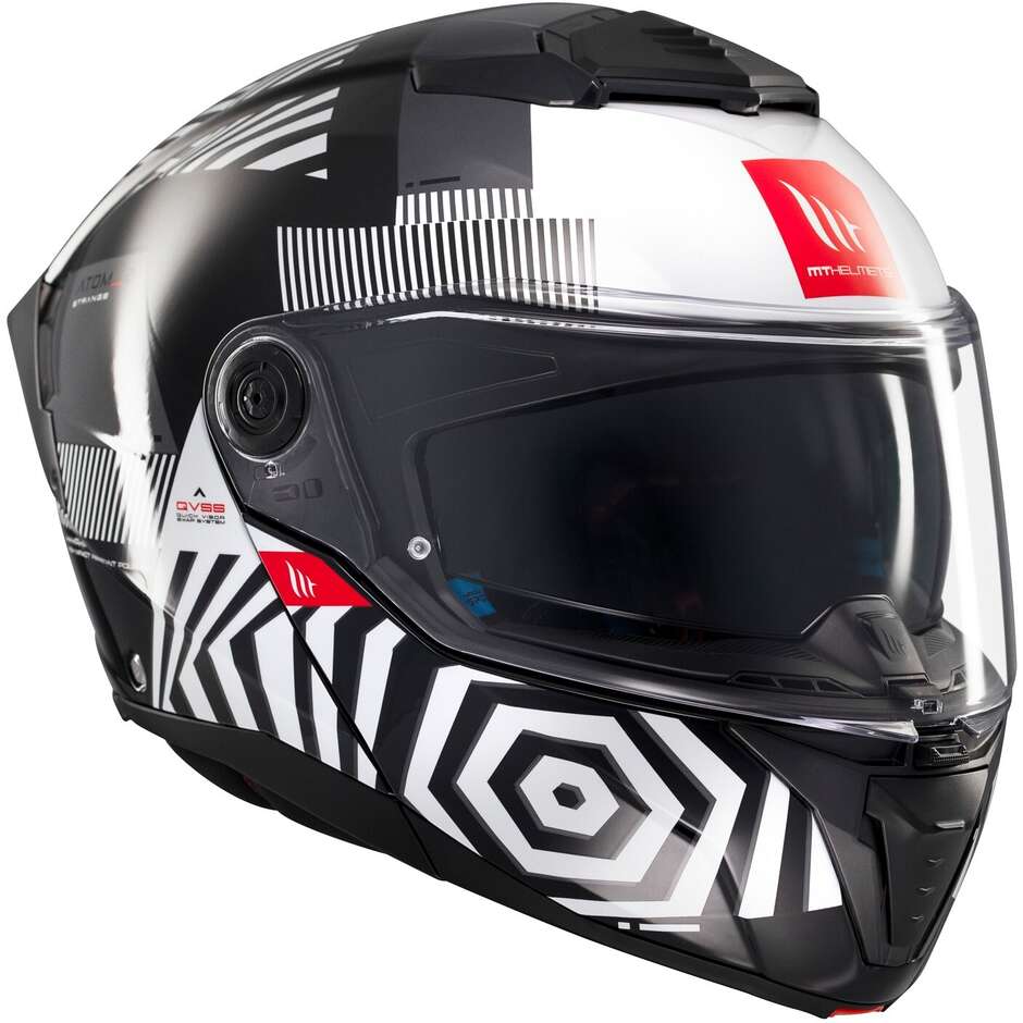 Casco Moto Modulare P/J Mt Helmets ATOM 2 SV STRANGE B2 Lucido
