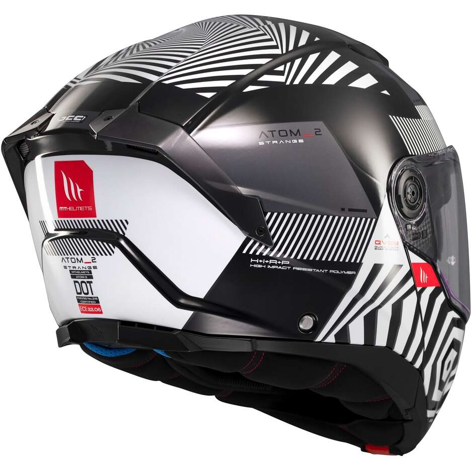 Casco Moto Modulare P/J Mt Helmets ATOM 2 SV STRANGE B2 Lucido