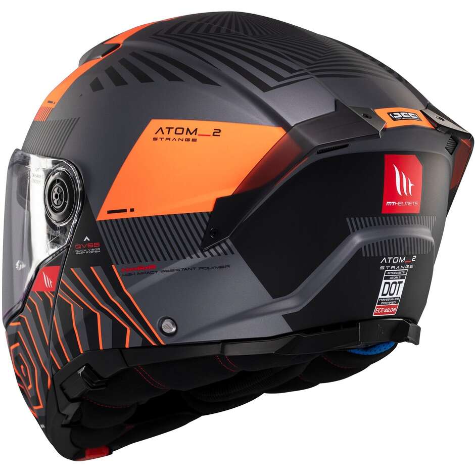 Casco Moto Modulare P/J Mt Helmets ATOM 2 SV STRANGE C4 Opaco