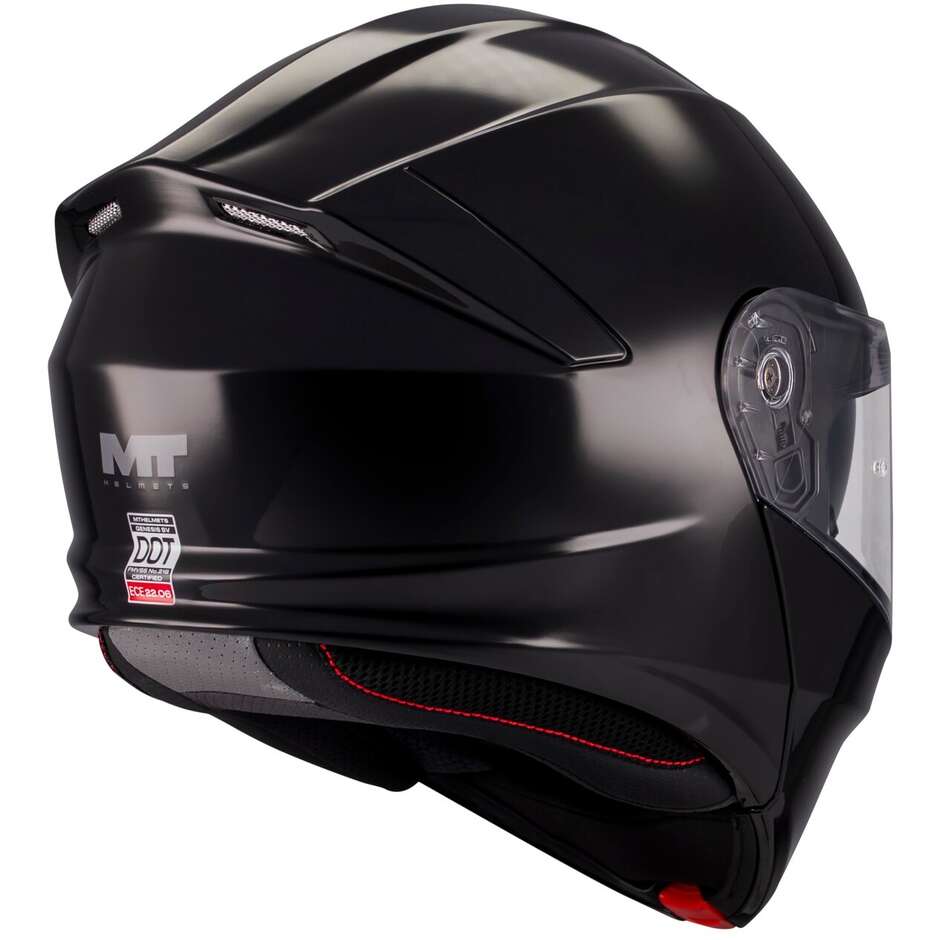 Casco Moto Modulare P/J Mt Helmets GENESIS SV PURE A1 Nero Lucido