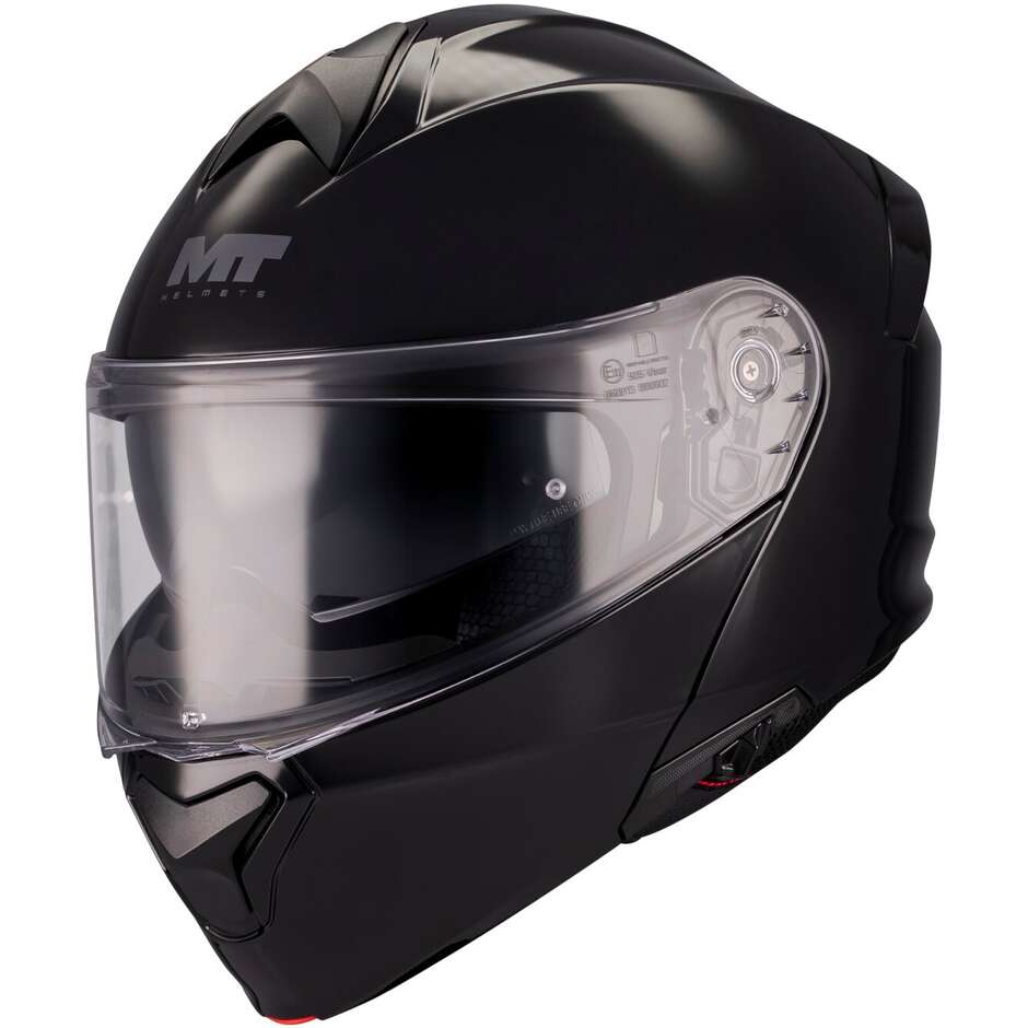 Casco Moto Modulare P/J Mt Helmets GENESIS SV PURE A1 Nero Lucido