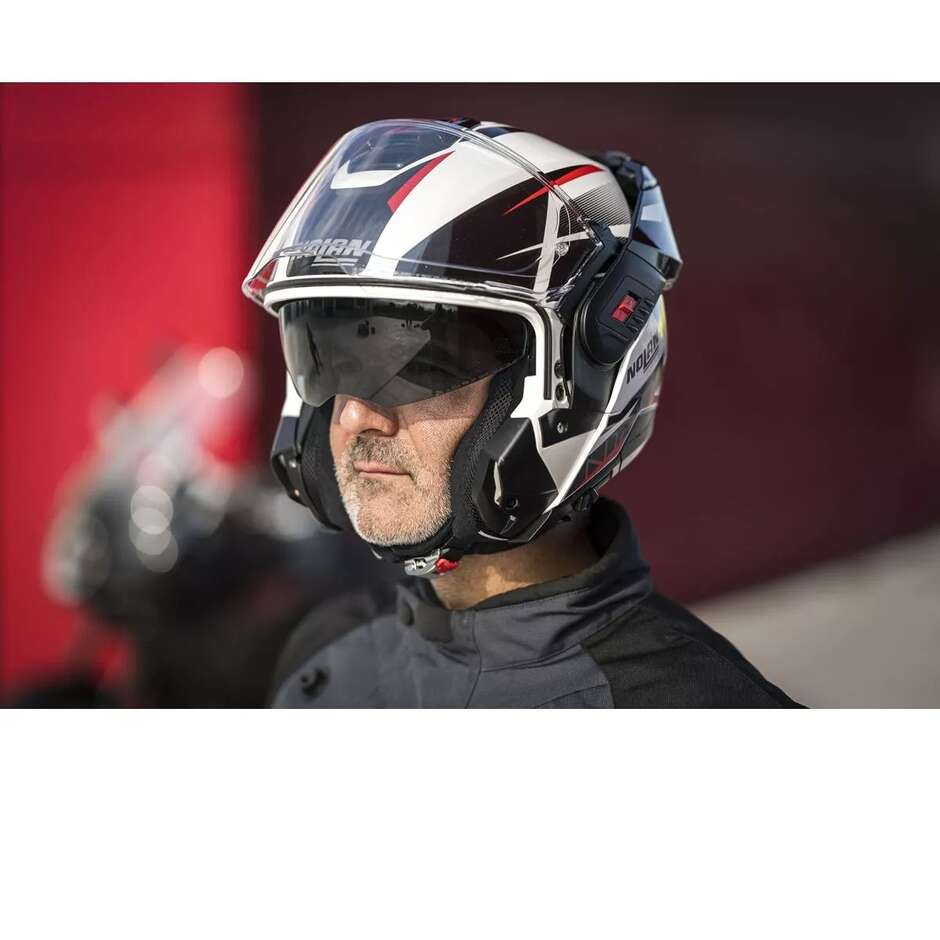 Casco Moto Modulare P/J Nolan N120-1 NIGHTLIFE N-COM 027 Rosso Nero