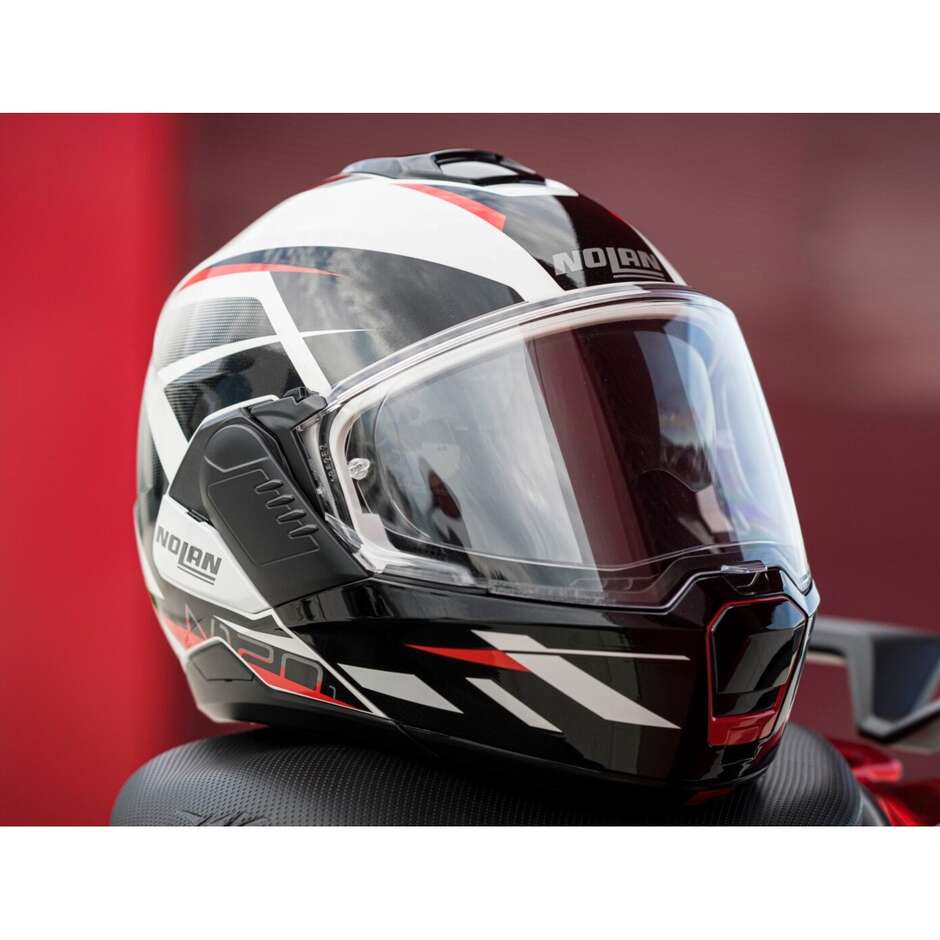 Casco Moto Modulare P/J Nolan N120-1 NIGHTLIFE N-COM 027 Rosso Nero