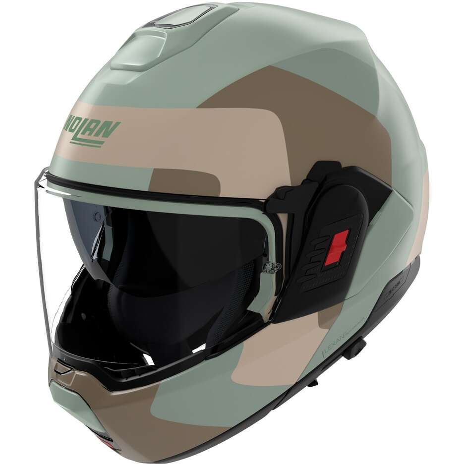 Casco Moto Modulare P/J Nolan N120-1 OMOCROMO 352 Verde Marron Sabbiao Opaco