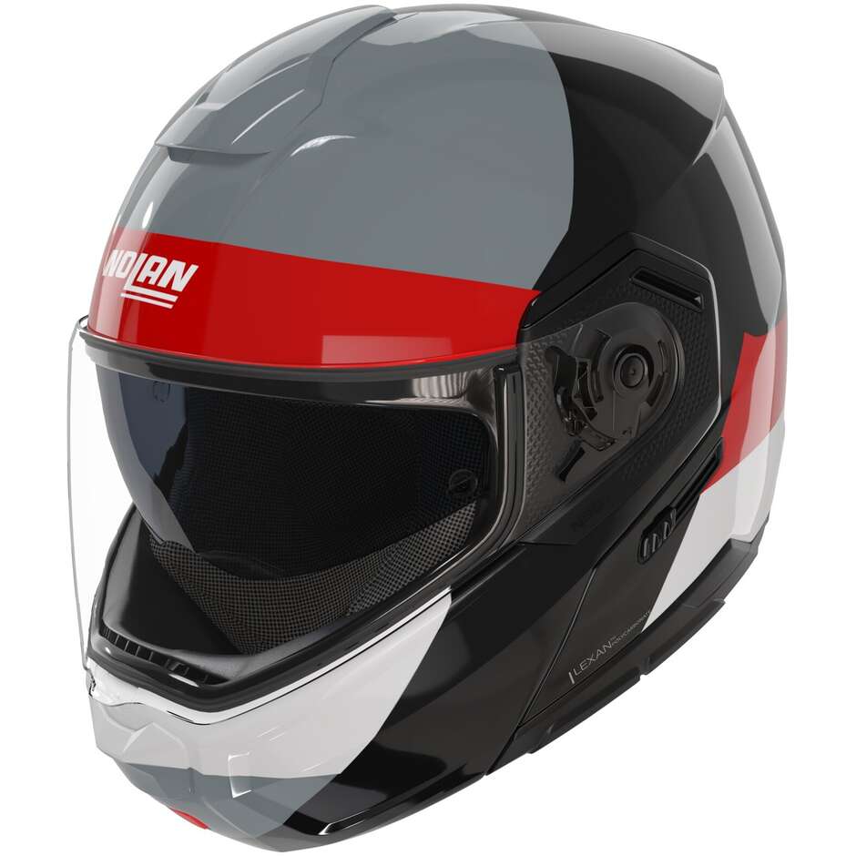 Casco Moto Modulare P/J Nolan N90-3 06 BLOCCO 353 Nero Rosso Antracite Bianco Lucido