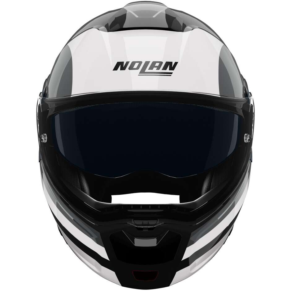 Casco Moto Modulare P/J Nolan N90-3 06 ROBOTO 348 Nero Argento Bianco Lucido