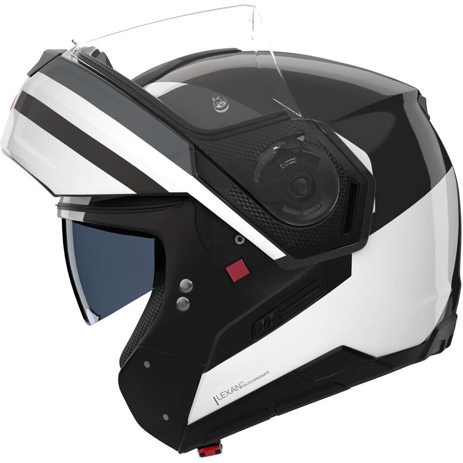 Casco Moto Modulare P/J Nolan N90-3 06 ROBOTO 348 Nero Argento Bianco Lucido