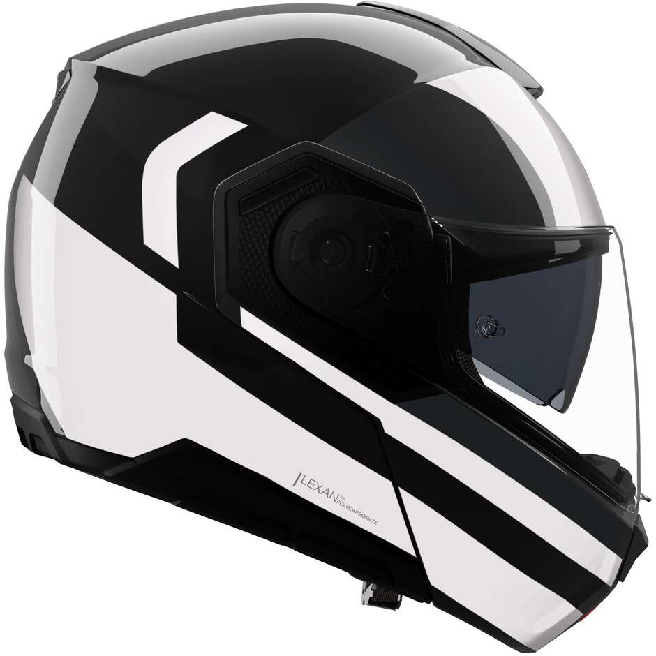 Casco Moto Modulare P/J Nolan N90-3 06 ROBOTO 348 Nero Argento Bianco Lucido