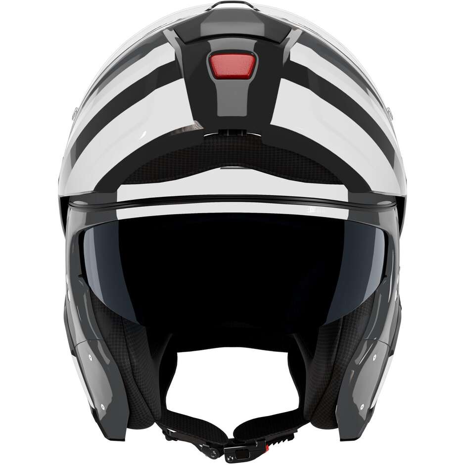 Casco Moto Modulare P/J Nolan N90-3 06 ROBOTO 348 Nero Argento Bianco Lucido