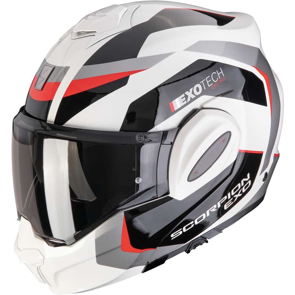 Casco Moto Modulare P/J Scorpion EXO-TECH EVO PRO ACUTI Grigio Nero Rosso