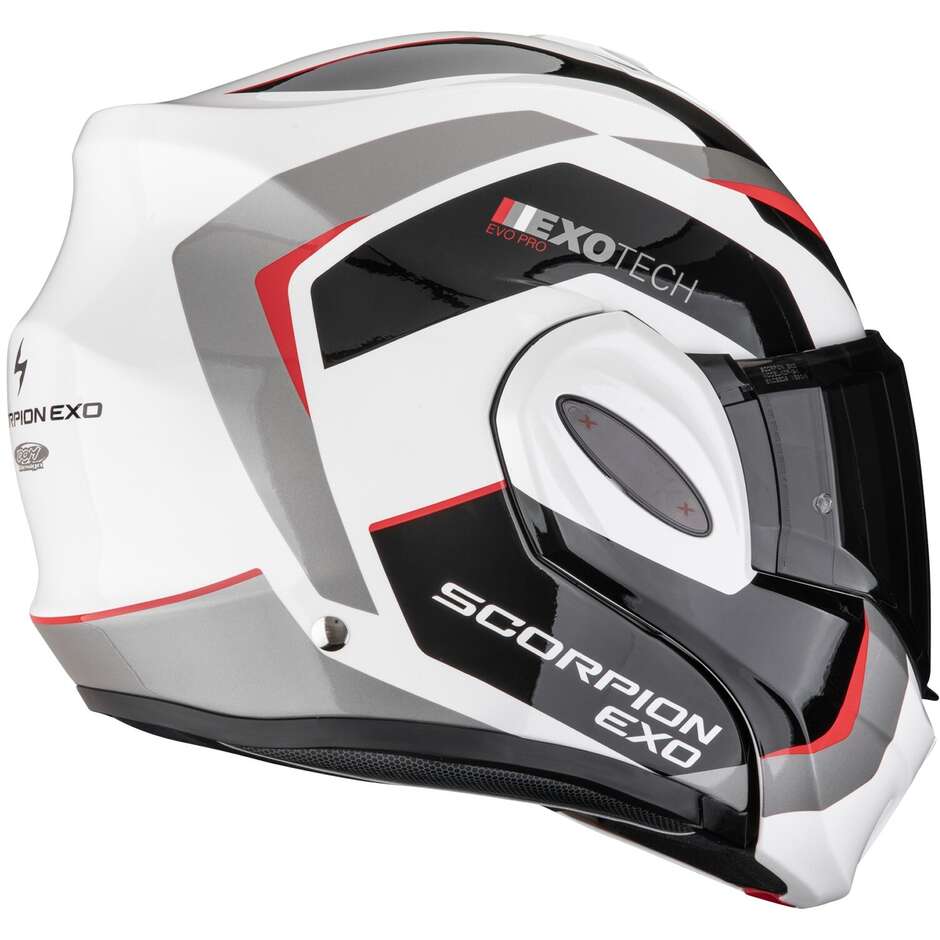 Casco Moto Modulare P/J Scorpion EXO-TECH EVO PRO ACUTI Grigio Nero Rosso