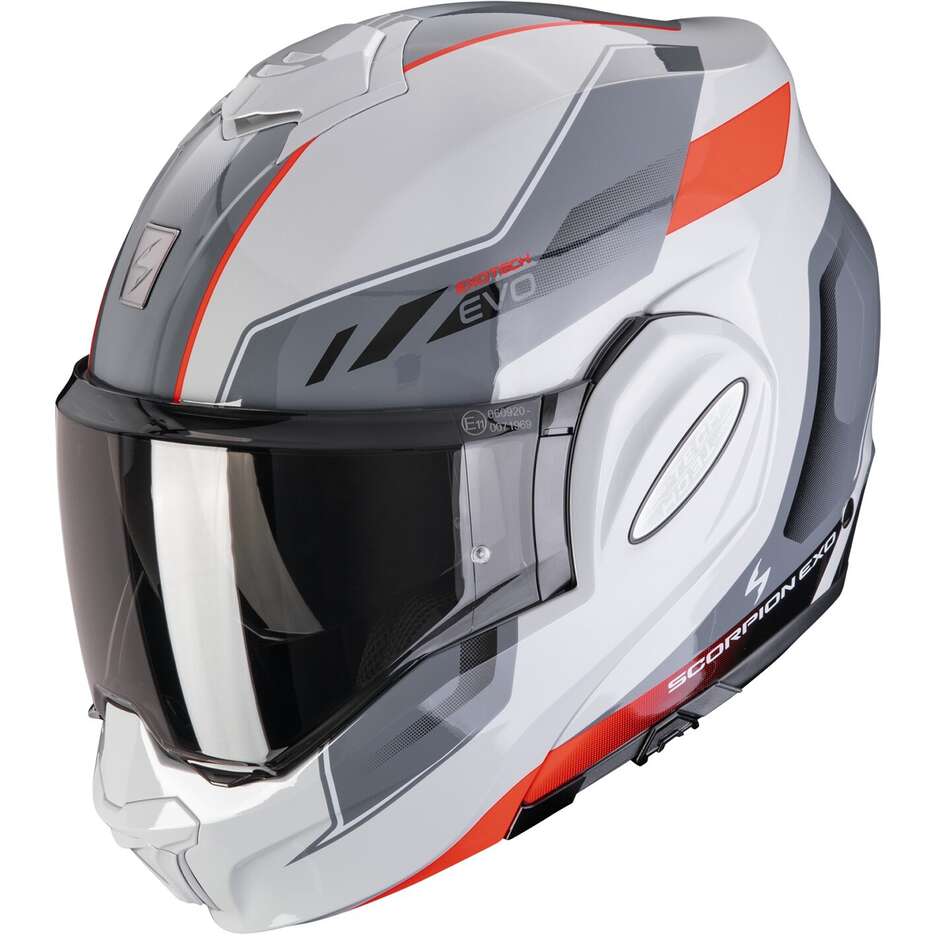 Casco Moto Modulare P/J Scorpion EXO-TECH EVO SOCIUS Grigio Rosso