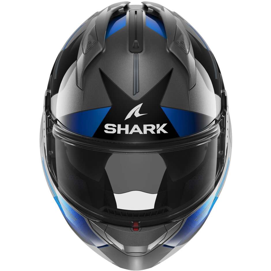 Casco Moto Modulare P/J Shark EVO GT TEKLINE Antracite Cromato Blu