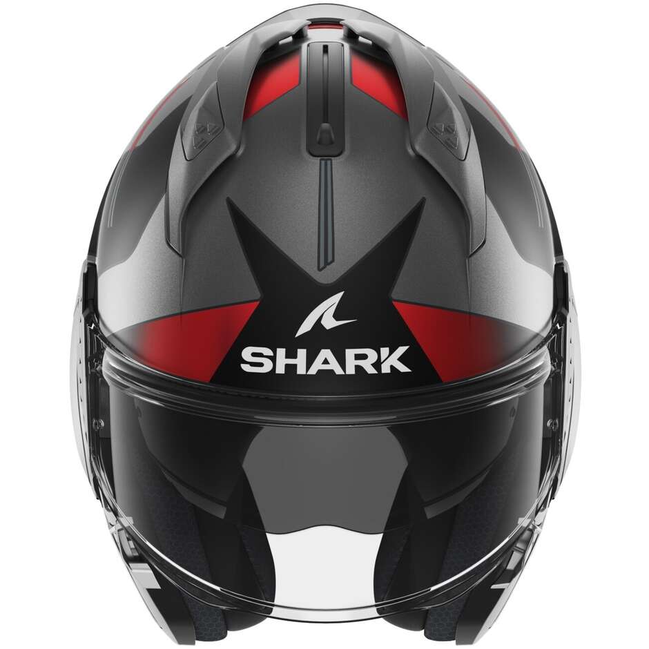 Casco Moto Modulare P/J Shark EVO GT TEKLINE Opaco Antracite Cromato Rosso