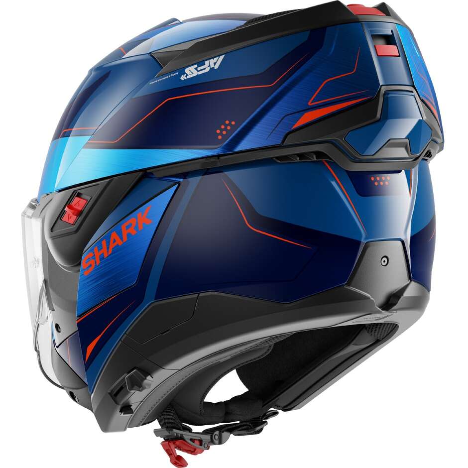 Casco Moto modulare P/J Shark OXO MEKARIUM Blu Cromo Arancio