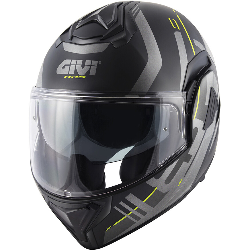 Casco Moto Modulare Ribatabile P/J Givi X30  PULSAR Nero Opaco Titanio Giallo