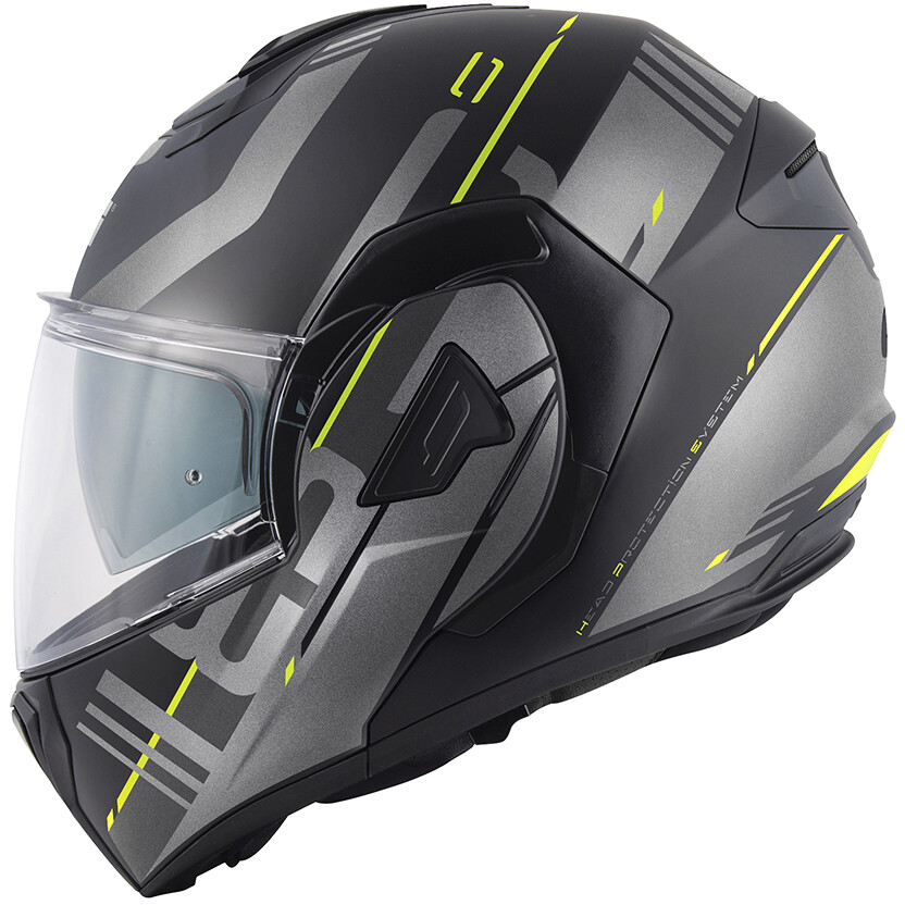 Casco Moto Modulare Ribatabile P/J Givi X30  PULSAR Nero Opaco Titanio Giallo