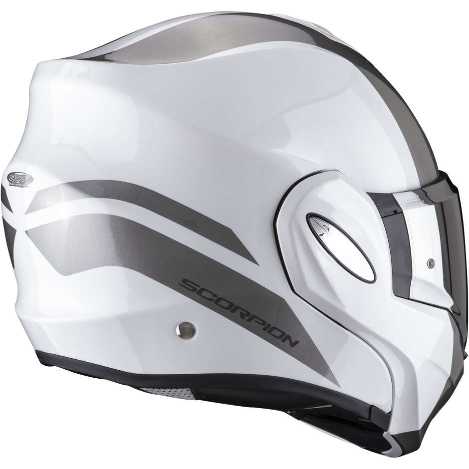 Casco Moto Modulare Scorpion EXO-TECH FORZA Bianco Perla Argento