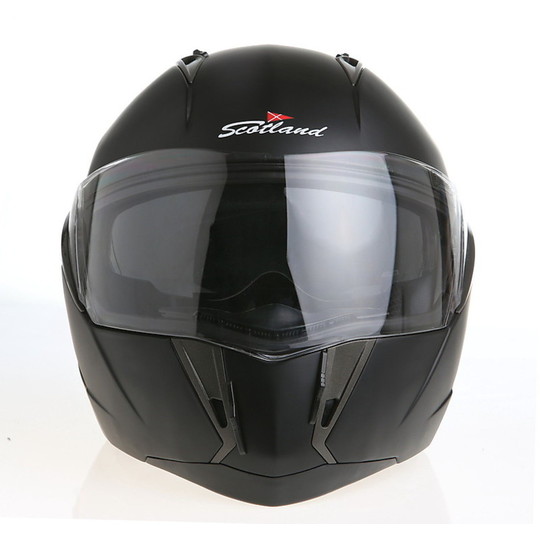 Casco Moto Scotland Classic - Nero Opaco, Visiera Trasparente, Taglia L, Design Retrò E Comfort Moderno