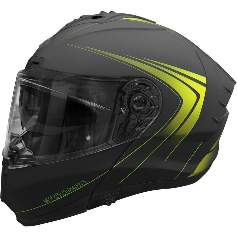 Casco Moto Modulare Stormer BLOW ANGEL Nero Neon Giallo Opaco